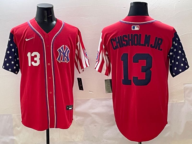 Men New York Yankees #13 Chisholm jr Red a generation of national flags Jointly Name 2025 Nike MLB Jersey style 2->new york yankees->MLB Jersey